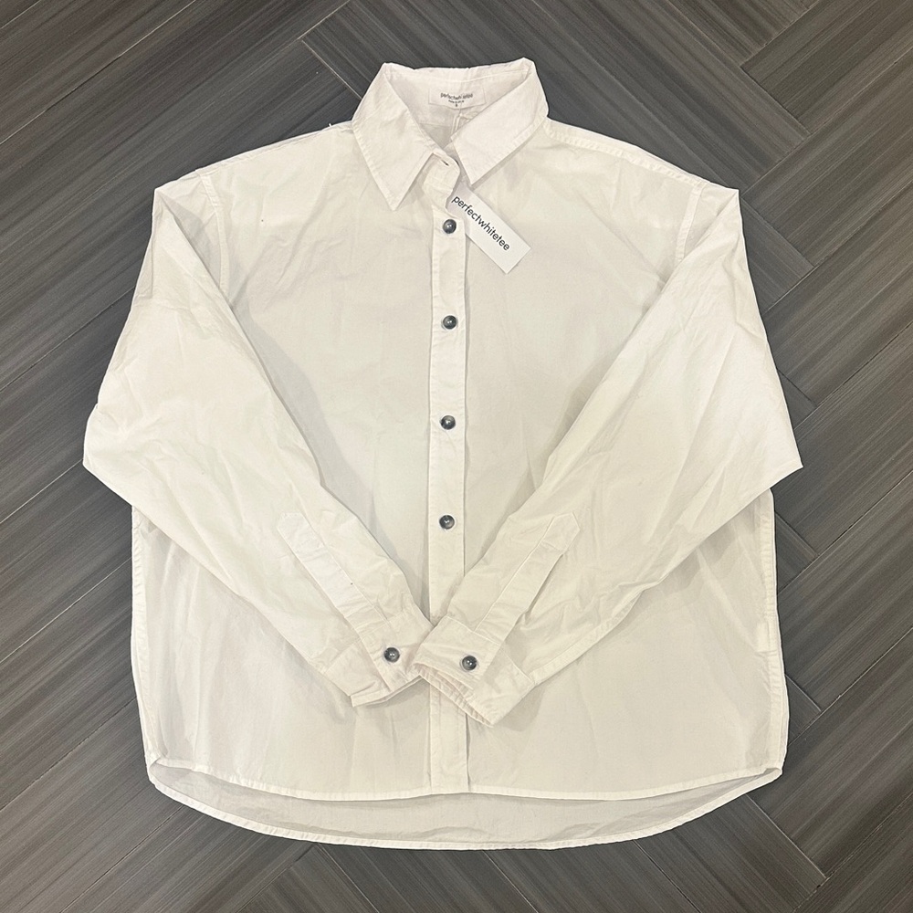 perfectwhitetee Womens James Cotton Poplin Button Up